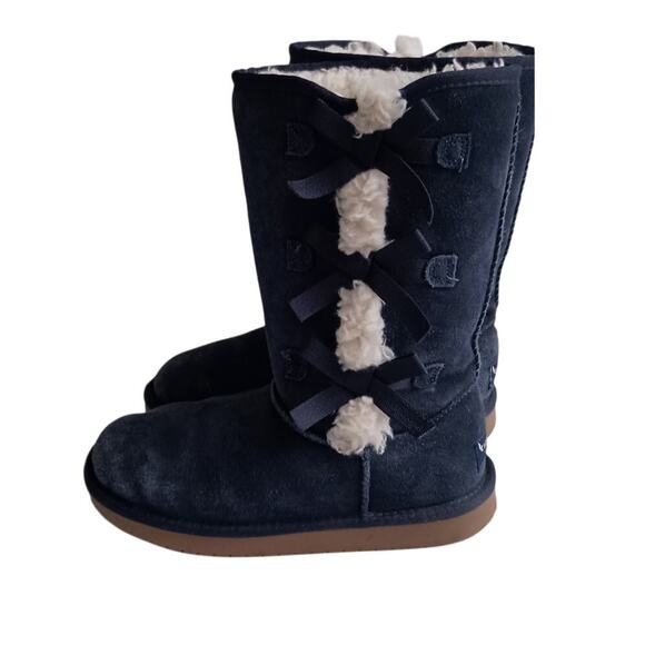 Kookaburra by Ugg Victoria Tall Boots Blue Suede Youth Size 4 - Picture 1 of 10